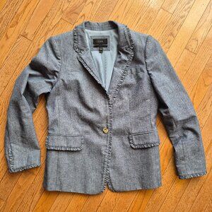 J.Crew REGENT Chambray Blazer Blue Ruffle 10